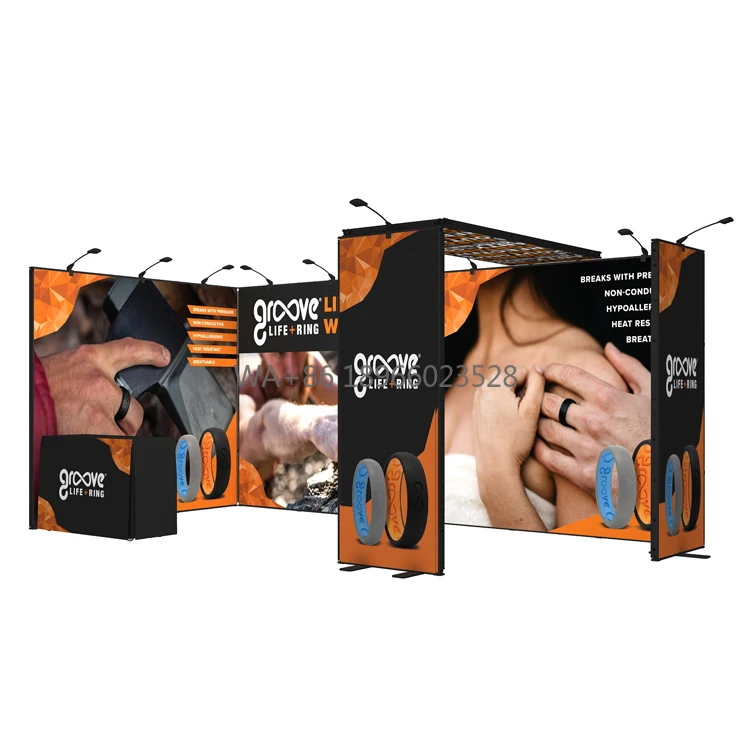 New Design Custom Trade Show Booth with Fabric Signs Small Corner Expo Booth Promotion Show Booth Displays