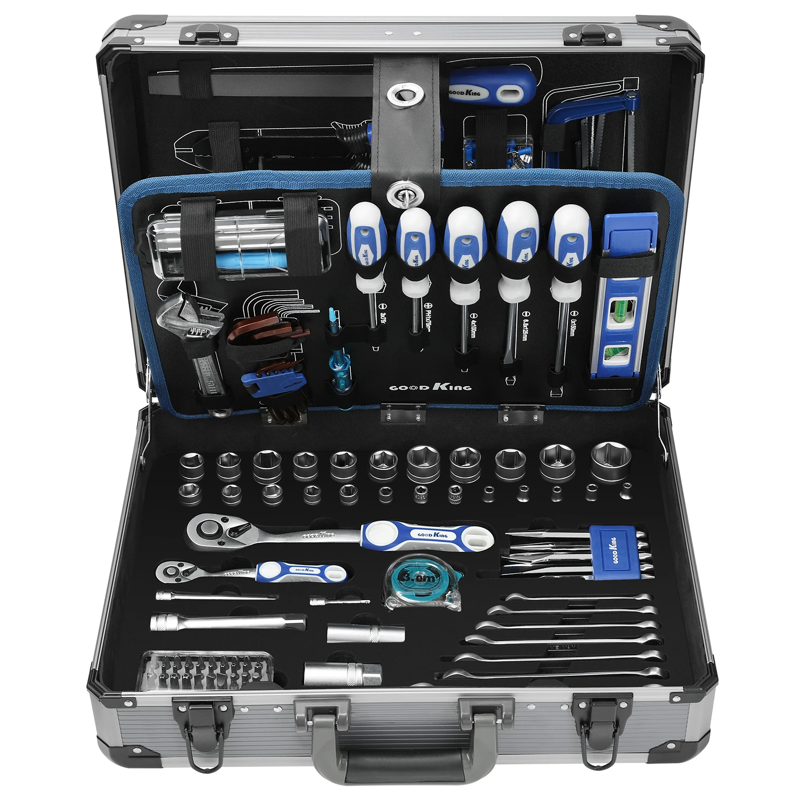 

Factory Wholesale 161pcs Portable Standard Mechanics Repair Tool Set Kit Wrench Plier Socket Case