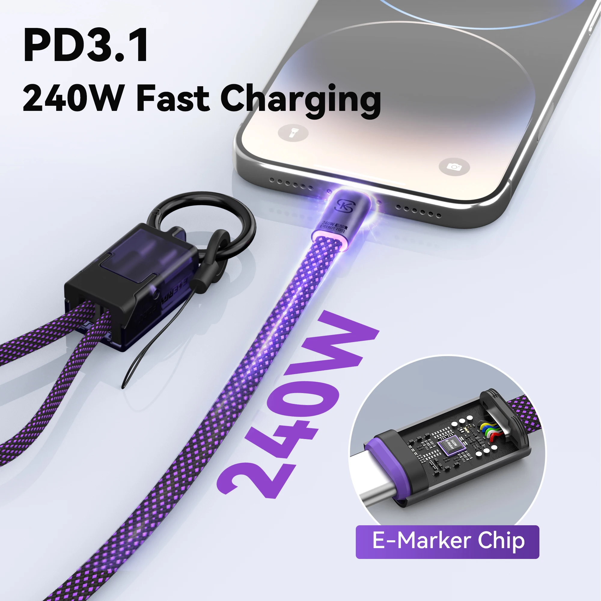 USB C to USB C Cable 240W Fast Charging Type C Charger Cord Braided Short USBC Phone Charger Cable for iPhone 17 Samsung Laptop