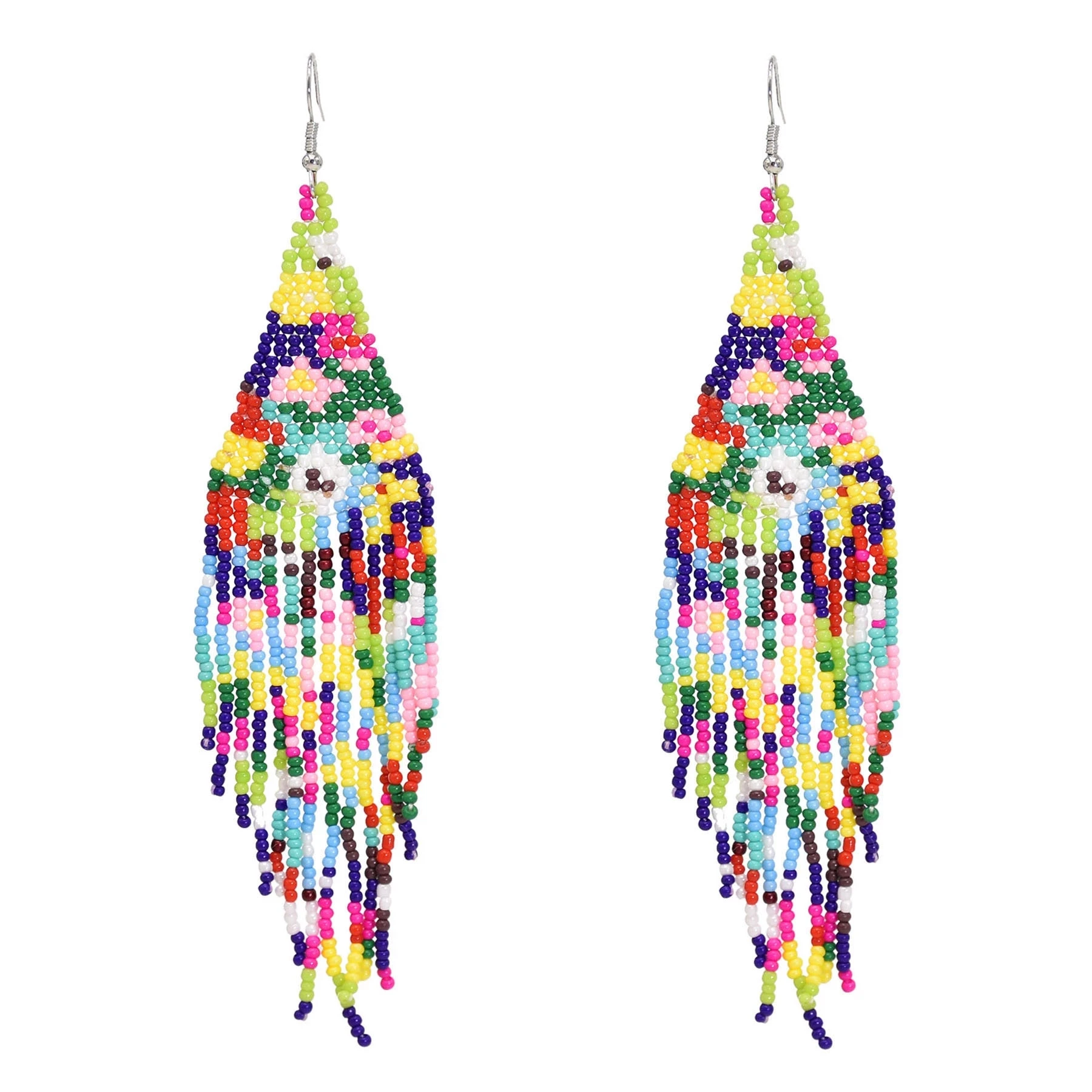 Bohemian Color Seed Beads Dangle Drop Earrings For Women African Bride Wedding Long Tassel Gypsy Ethnic Tribal Vintage Jewelry