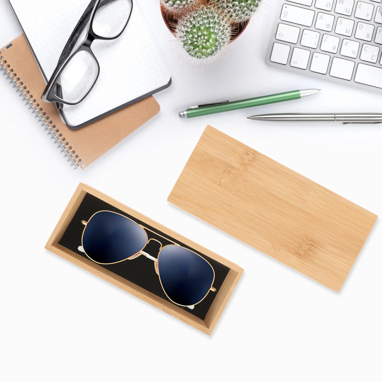 

Bamboo Eyeglass Pull-Out Design Large Capacity Sunglasses For Women Men Travel Organizer Glass Cases Retro Style Simple Decor