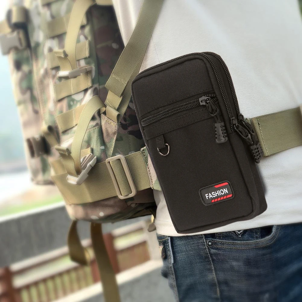 Portable Phone Pouch Belt Waist Bag Nylon 7 Inch Waist Bag Wallet Wear-resistant Lightweight for Outdoor Camping Hunting