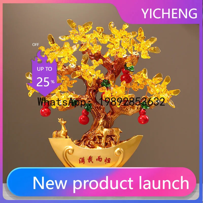 

Hys money tree fortune tree deer ornament - perfect for entryway, living room decoration, or housewarming gift