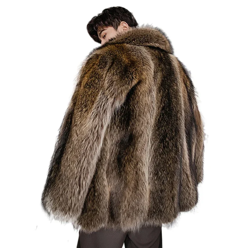 winter men's fashionable raccoon fur oversize coat men raccoon fur jackets