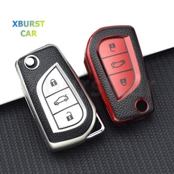 TPU Leather Car Folding Flip Key Case Cover Bag Shell Fob Holder For Toyota Corolla Camry Altis Auris Aygo Yaris RAV4 Verso