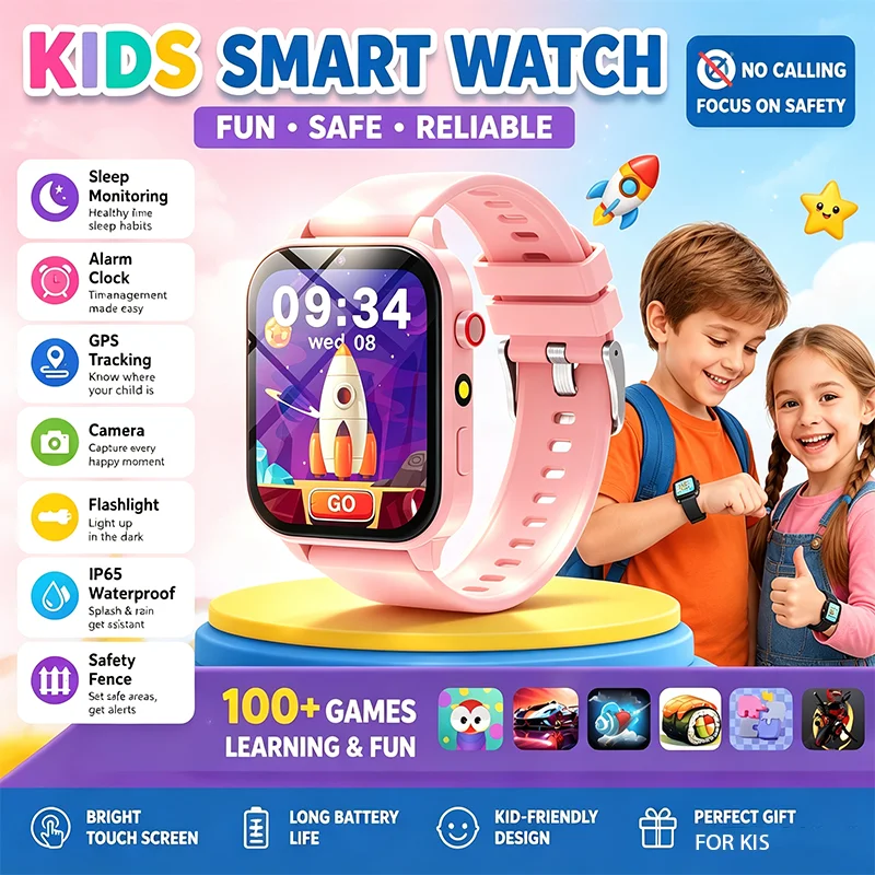 New Children Smart Watch Alarm Clock LED Flashlight Waterproof Kid Watches HD Camera Take Photo Puzzle Game Smartwatch boy Girl
