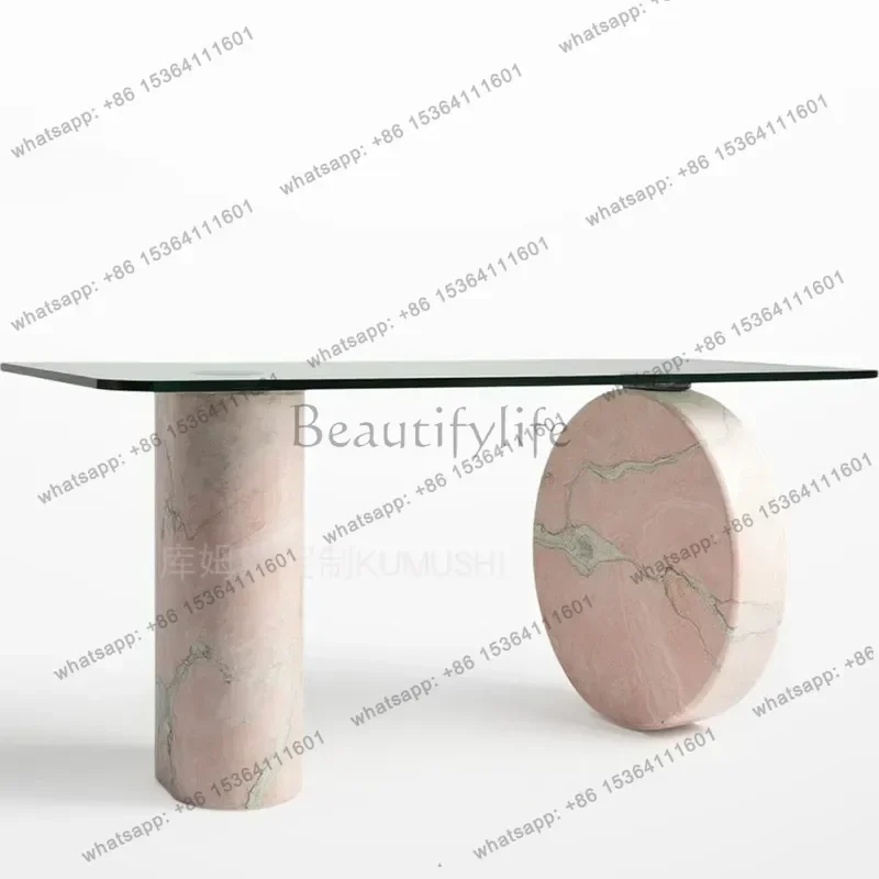 YJ Natural Marble Entrance Table Modern Simple Marble End View Table Villa Art Design Plan Light Luxury Table