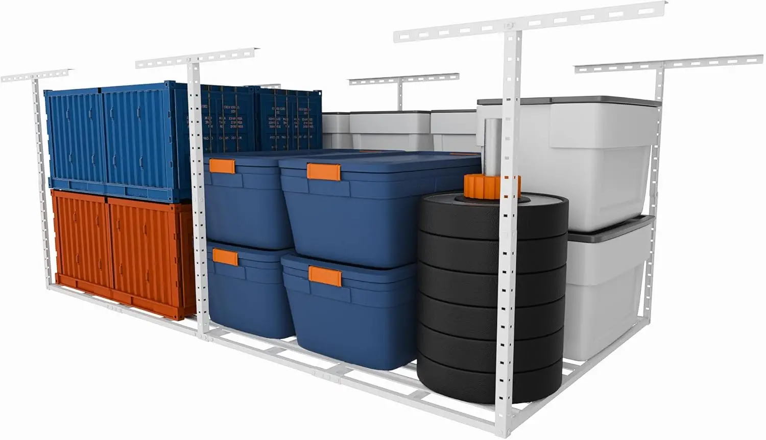 

Организация верхней стойки для хранения в гараже 4x8, регулируемые потолочные стеллажи для хранения,