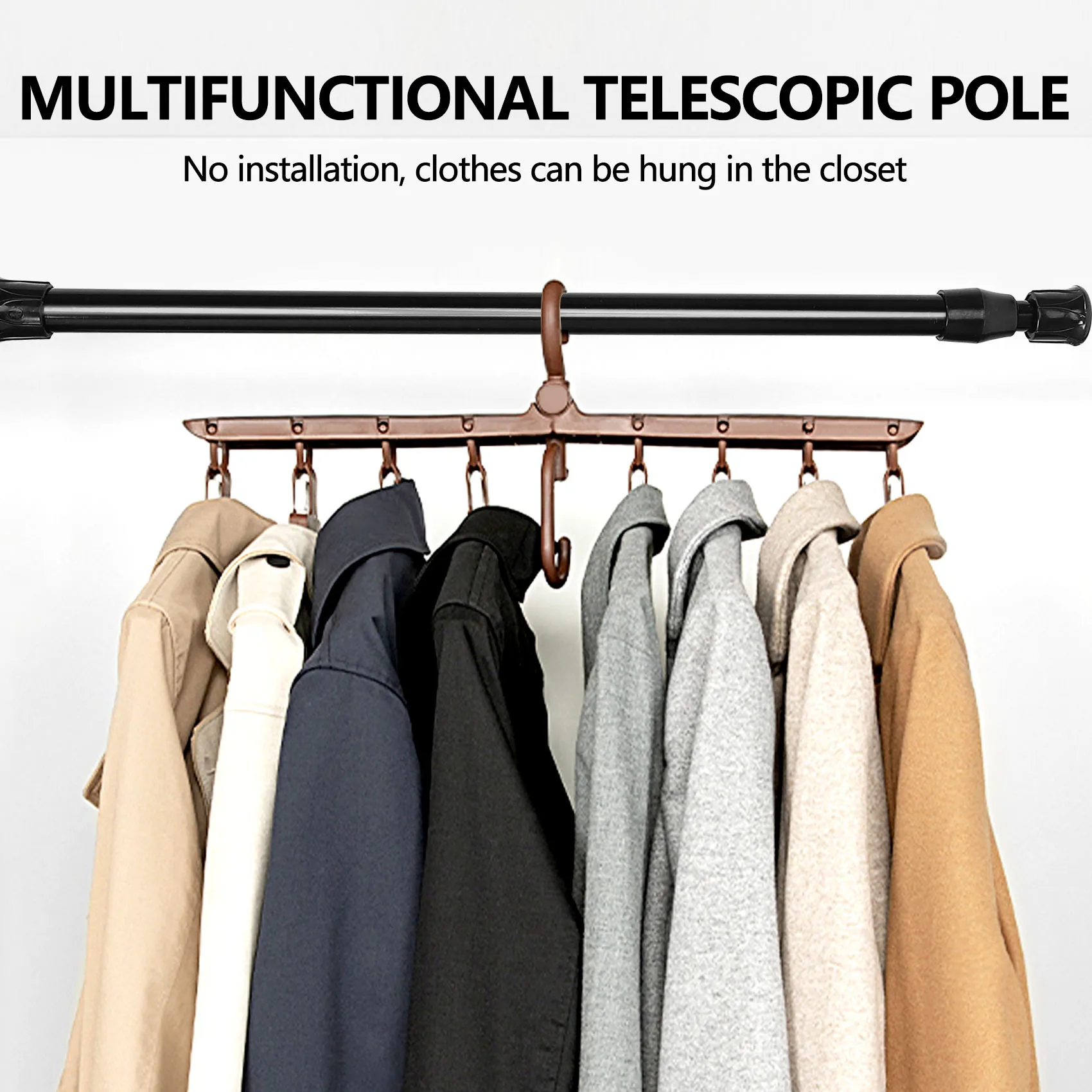 HRBAJ-5 Pack Cupboard Bars Tensions Rod Spring Curtain Rod For DIY Projects, Extendable Width, 11.81 To 20 Inches (Black)