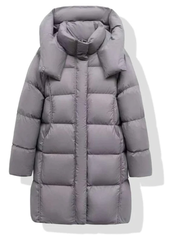 سترة نسائية شتوية جديدة لعام 2025 سترة ركاب بقلنسوة مستقيمة أنبوب باركر أبيض بطة أسفل سترة #1