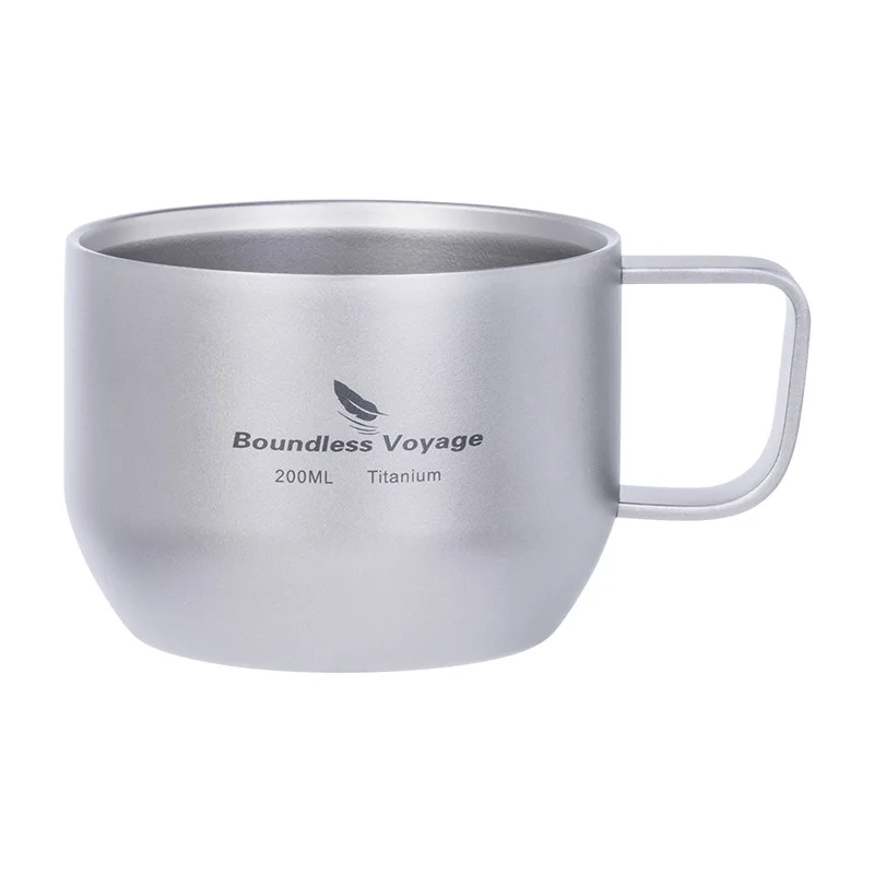 

Двухслойная кофейная чашка из чистого титана с ручкой, сверхлегкая и термостойкая чайная чашка, портативная уличная чашка для вина, чашка для воды