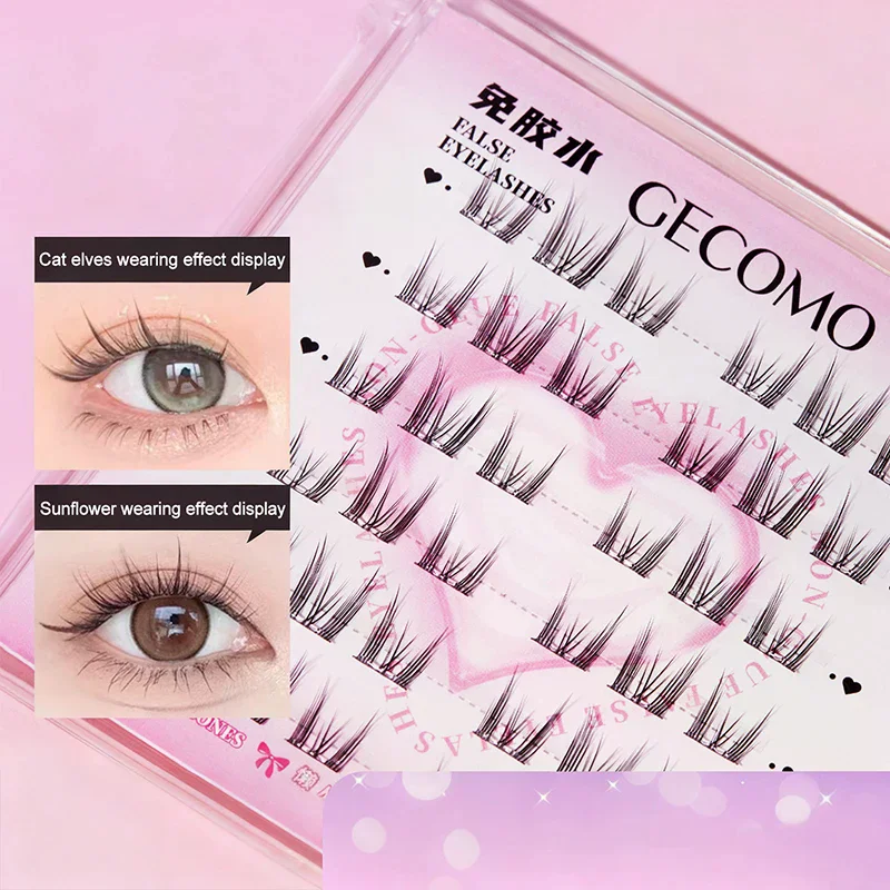 Pestañas postizas autoadhesivas sin pegamento, ojos de Manga gruesos naturales esponjosos con alas, pestañas agrandadas reutilizables, fáciles de aplicar