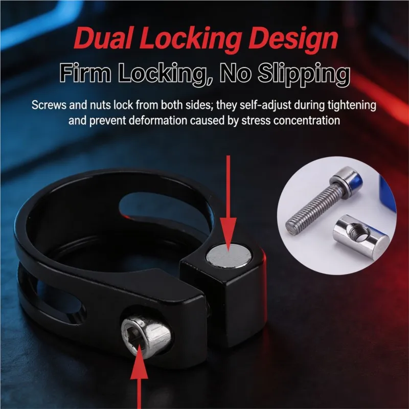 Aluminum Alloy Bike Seatpost Clamp 28.6-34.9mm Bicycle Seat Tube Collar Bolt Lock MTB Road Bike Lightweight Cycling Accessories - view 4