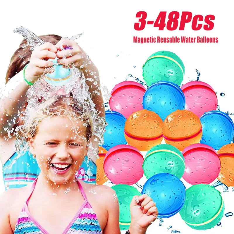 Magnetic Reusable Water Balloons Refillable Water Balloon Quick Fill Self Sealing Water Bomb Splash Balls for Kids Swimming Pool