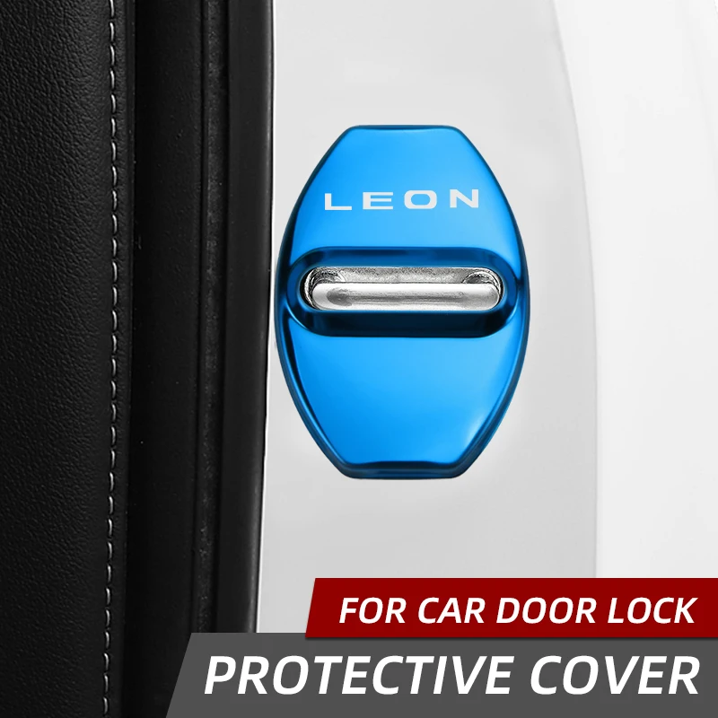 Aço inoxidável Car Door Lock Cover, Proteção Adesivos para Seat Leon, Acessórios de Decoração do carro, Novo, 4Pcs