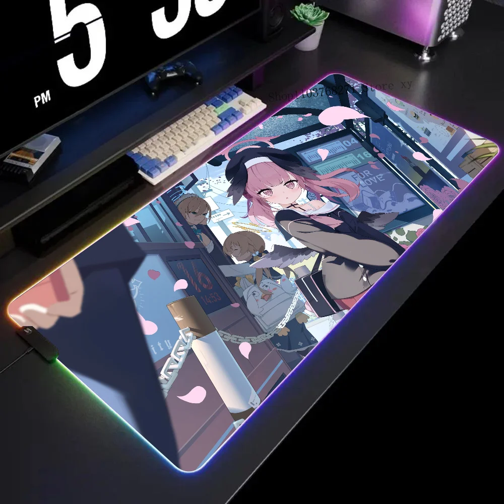 Shimoe Koharu Blue Archive Mousepad XXL RGB Gaming Mouse Pads HD Black Gamer Accessories Large LED