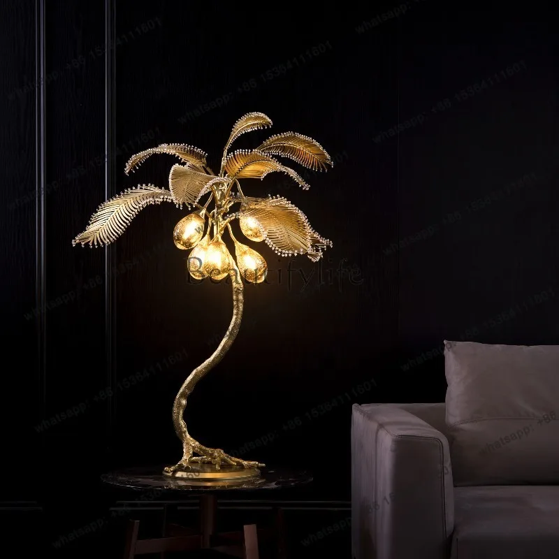 LSSmall light luxury and high-end, living room floor lamp, art decorative coconut tree, lamp bedside lamp ornament