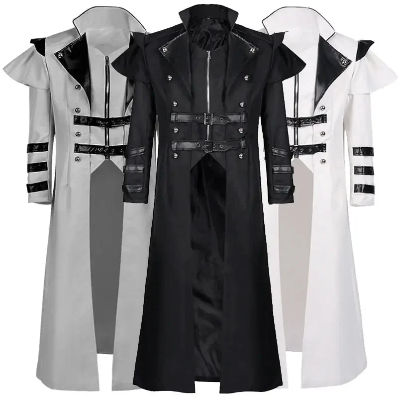 Medieval Banquet Long Coat Christmas New zipper Split Costume Halloween Stage Performance Fancy Dress Party Outfit For Adults