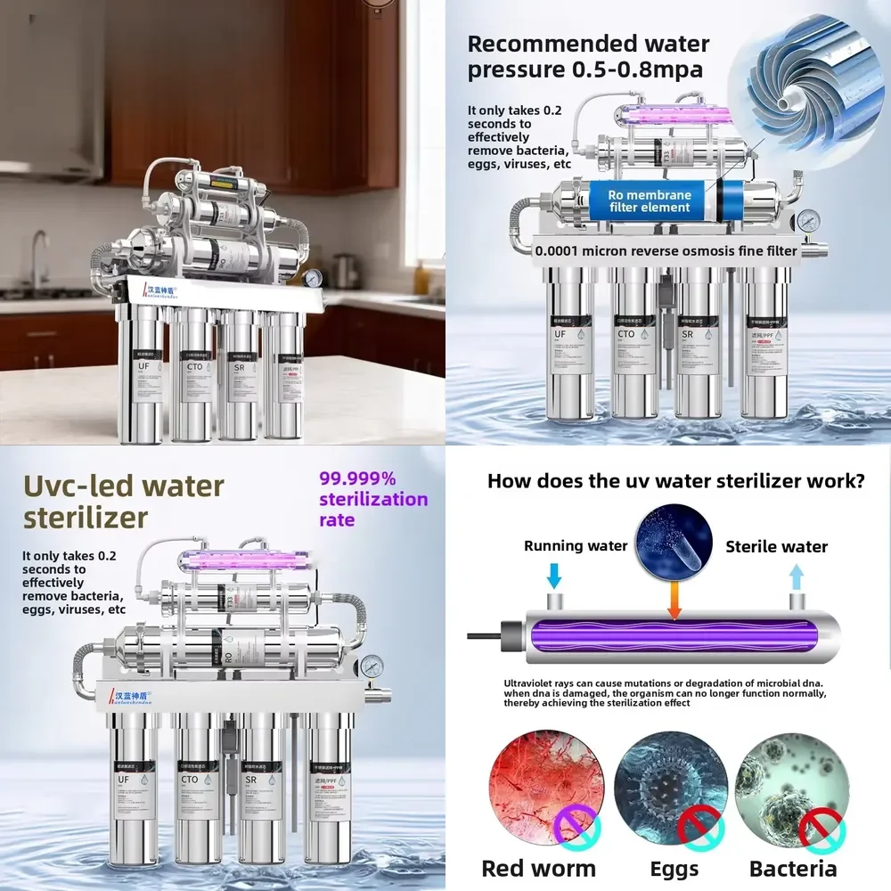 2026 8-Stage 600G Stainless Steel RO Water Purifier for Home Kitchen Direct Drinking Reverse Osmosis Pure Water Machine with