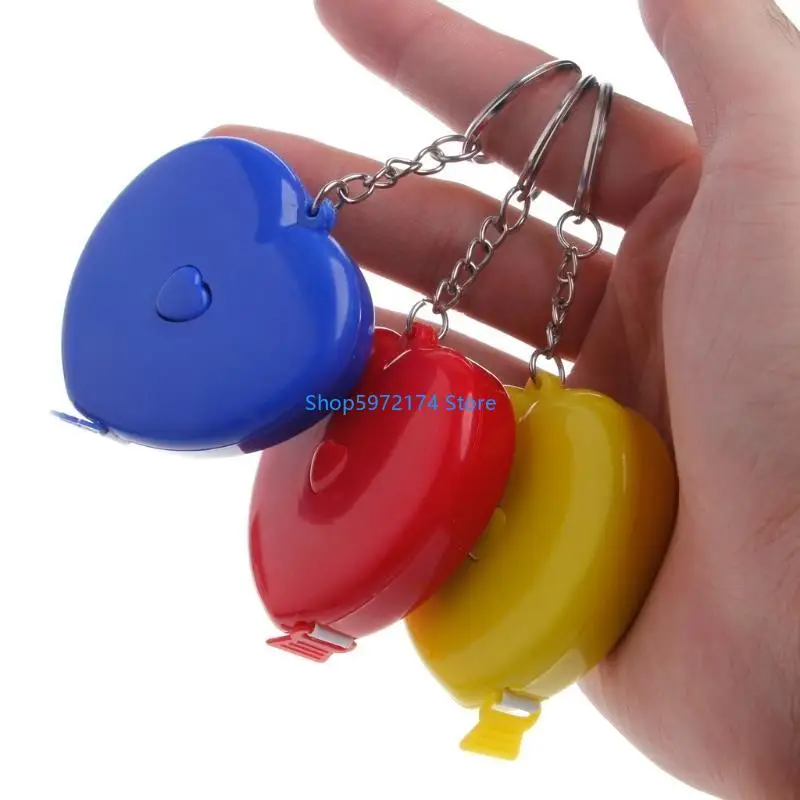 Y3NB Keychain Portable Retractable Ruler Heart-shaped Tape Measure 1.5m
