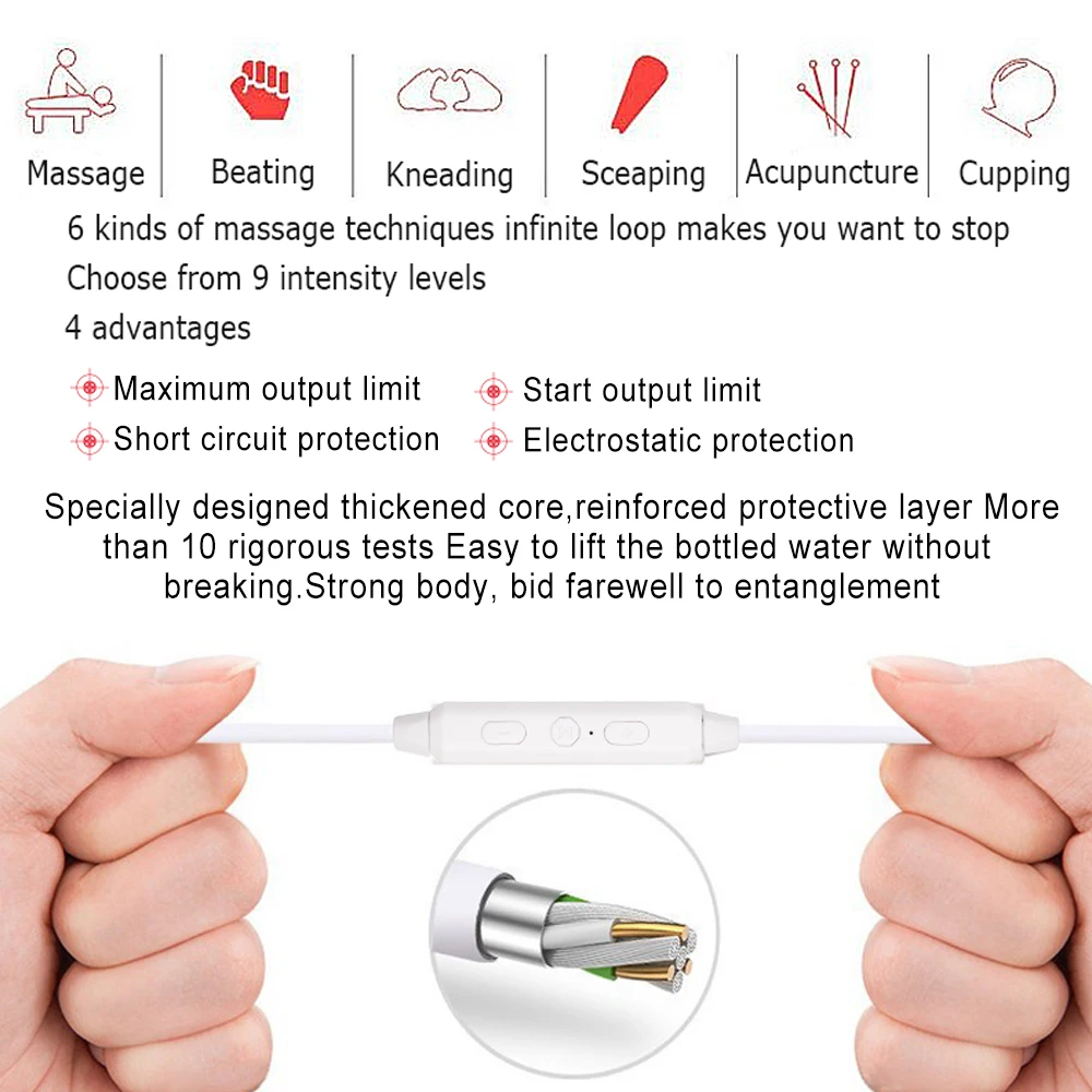 ミニポータブル電気刺激装置,体電極マッサージ装置,ems筋肉刺激装置,治療,子午線持ち運び用,携帯電話制御用