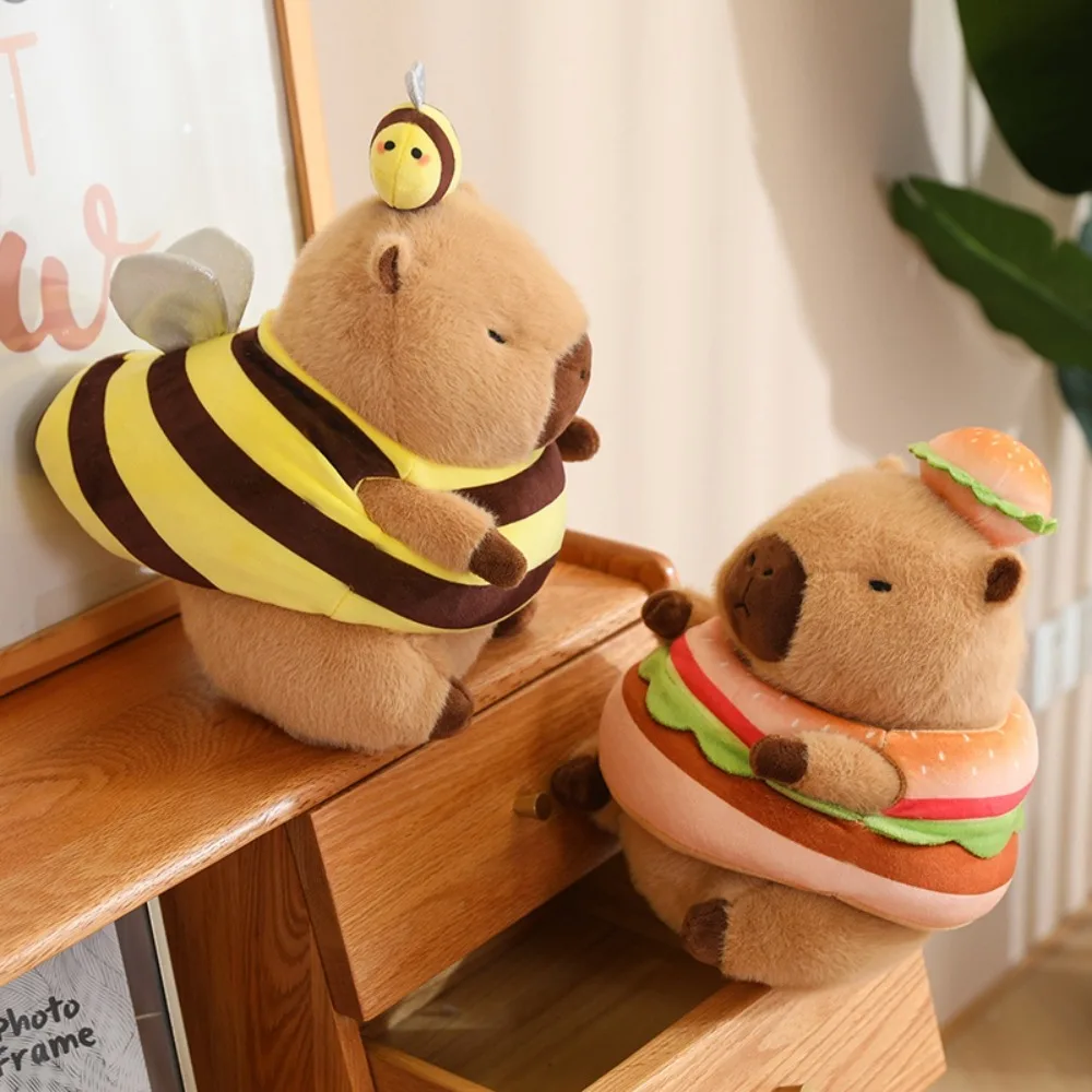 Jouets en peluche mignons Kawaii Capybara pour enfants, équation de hamburger, kaki, beurre d'animaux, décoration d'intérieur, cadeau d'anniversaire, jouet d'accompagnement, 10cm