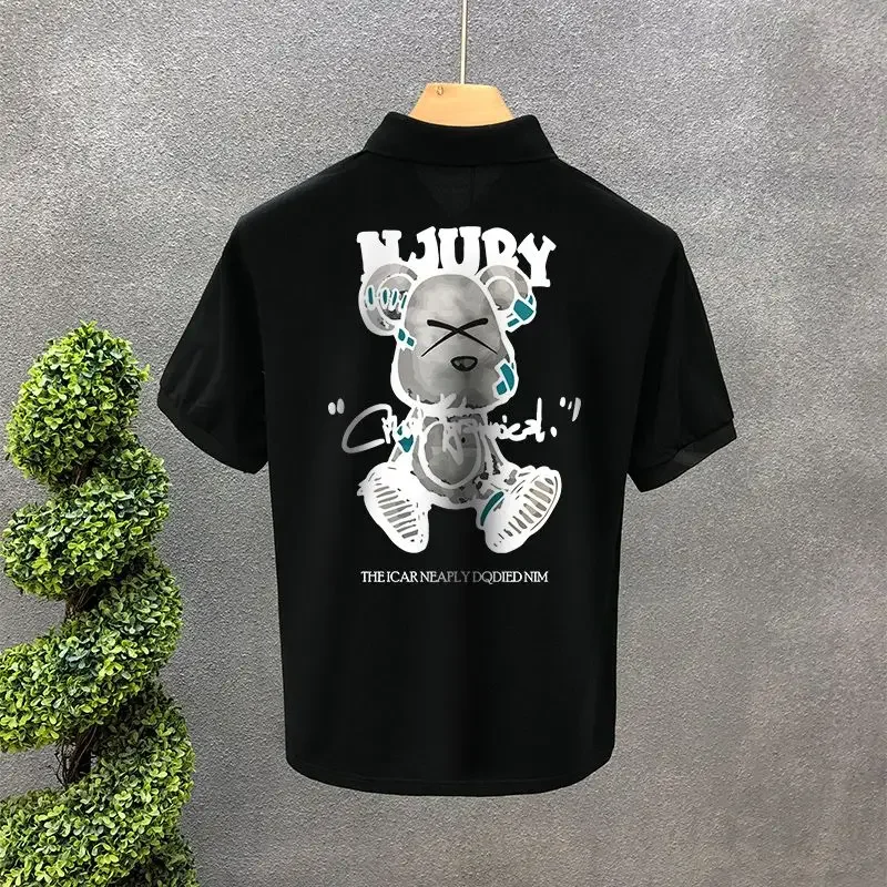 Print Man Polo Shirts With Collar T Shirt for Men Stylish Aesthetic Top 5xl Xl Elastic Ordinary Cheap Tops Party Wholesale Kpop