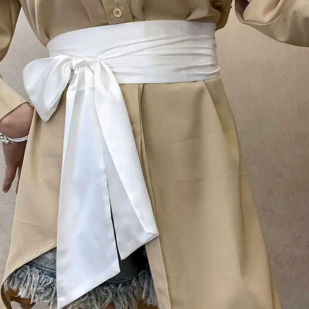 الحرير الساتان القوس مشد حزام الخصر الزخرفية واسعة الدانتيل يصل حزام الخصر DIY Bowknot شريط قماش من القماش Cummerbunds