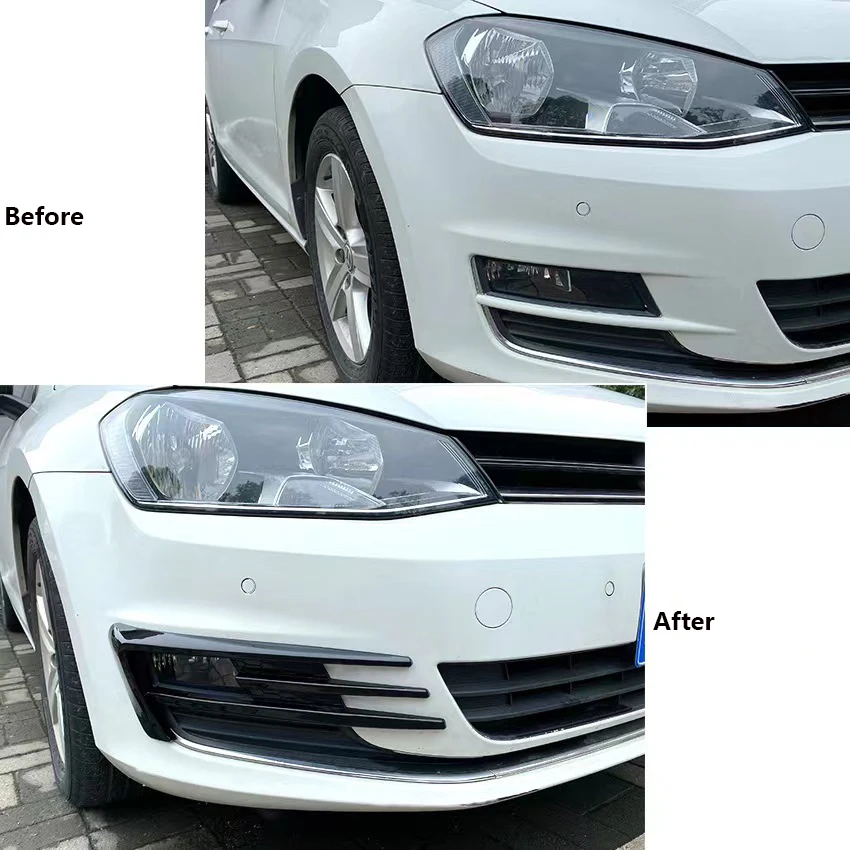 Car Front Fog Light Grille Cover For VW Volkswagen Golf 7 MK7 2014 2015 2016 2017 Frame Eyebrow Eyelid Sticker Trim for MK 7.5