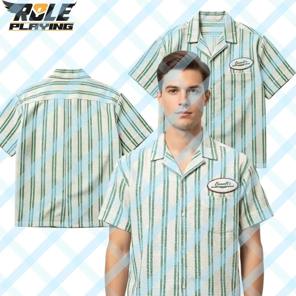 Bear Obsession Cosplay Musical Instrument Store Green Workwear Shirt Costume Men Fantasy Roleplay Halloween Carnival Party Suit