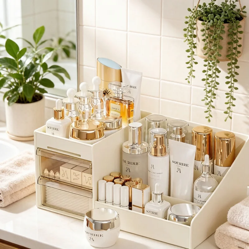 Organizador de Cosméticos para Mesa, Organizador de Gavetas para Dormitório e Quarto, Caixa de Exibição de Cosméticos
