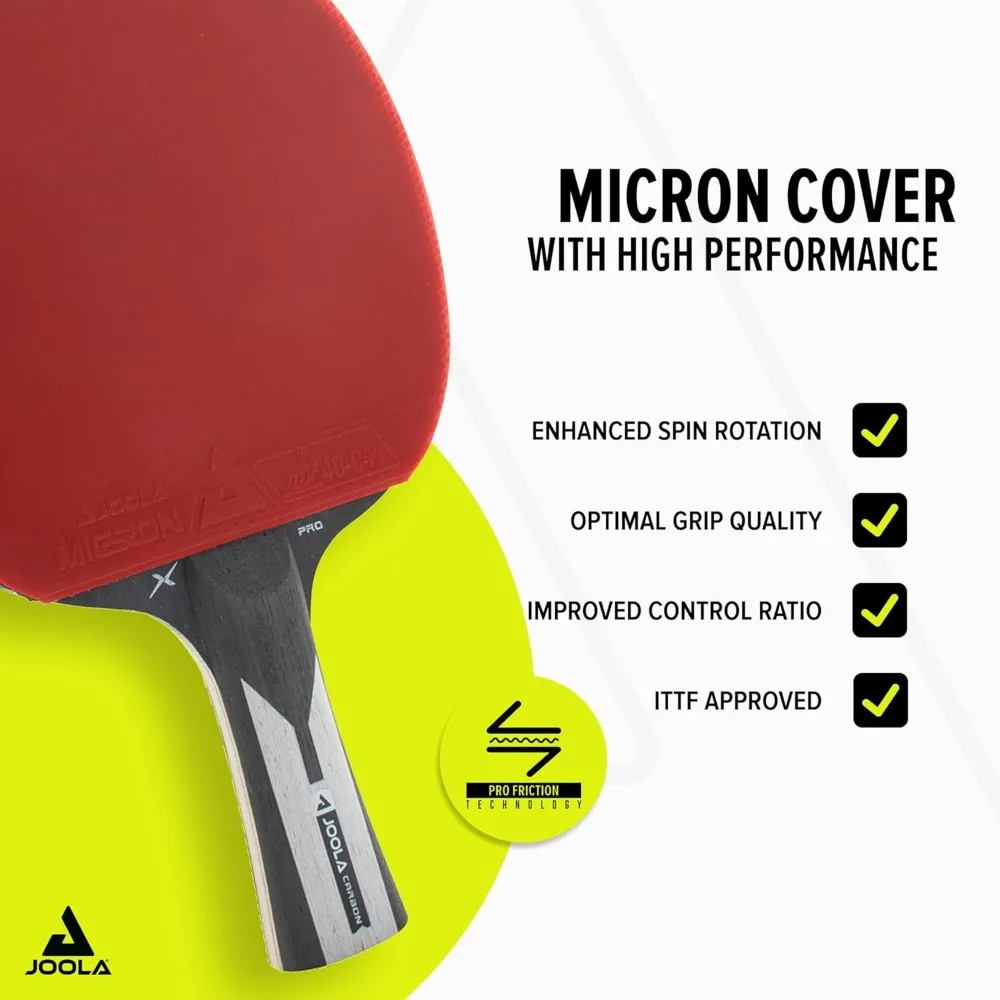 プロ仕様のITTF公認カーボン複合卓球ラケット（2.0mmスポンジ入り、競技用、黒とグレー）