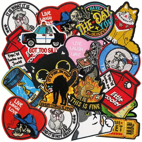 18pcs Funny Cat Embroidered Patches-Colorful Cartoon Graphics, Iron-On&Sew-On for Clothes, Hats, Backpacks, Jackets&Accessories