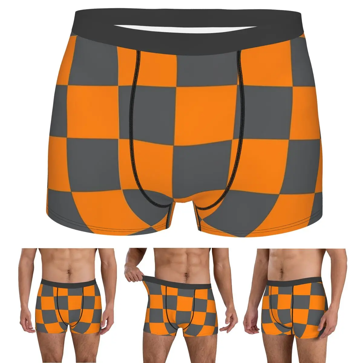 

Трусы-боксеры, шорты Tennessee, оранжевые и дымчато-серые трусы с клетчатым узором, мужское дышащее нижнее белье для Homme, мужские подарки