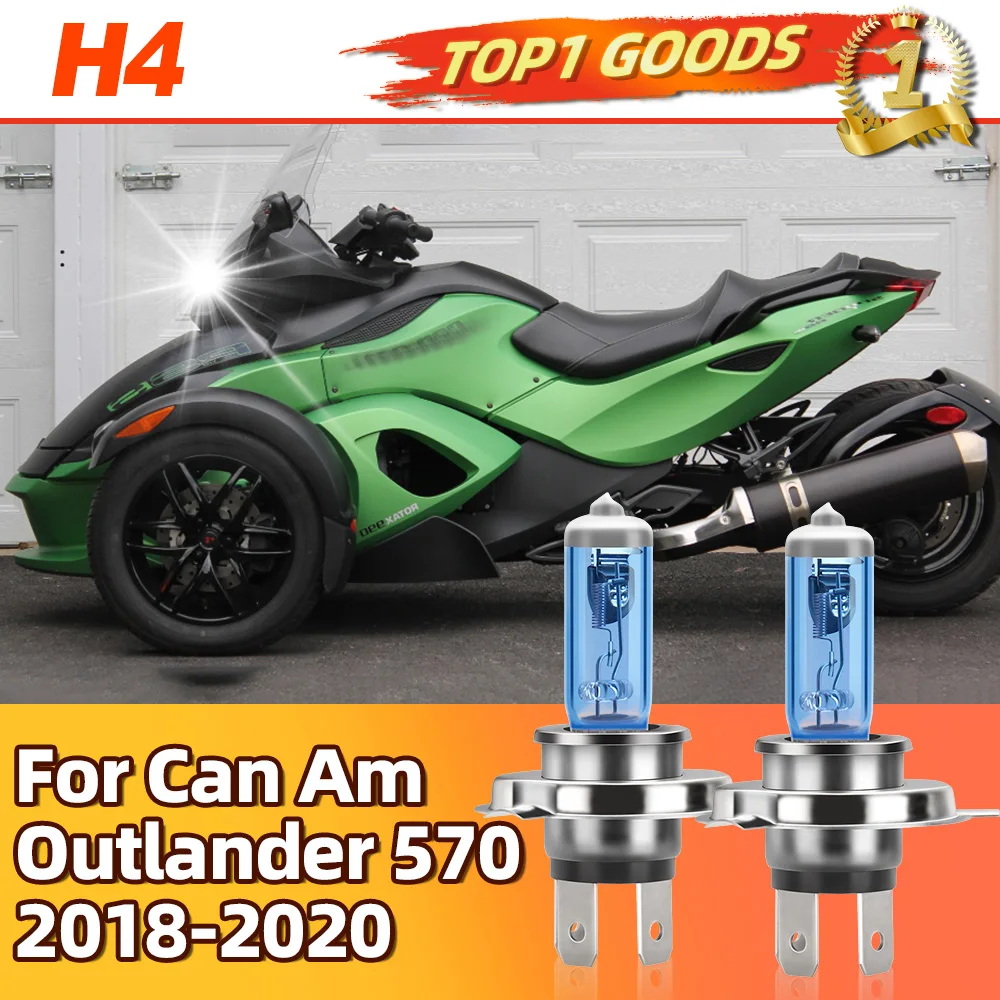 

2 шт. автоматические галогенные лампы для Can Am Outlander 570 2018 2019 2020 H4 дальнего ближнего света все в одном 28000LM 6000K белый Plug & Play