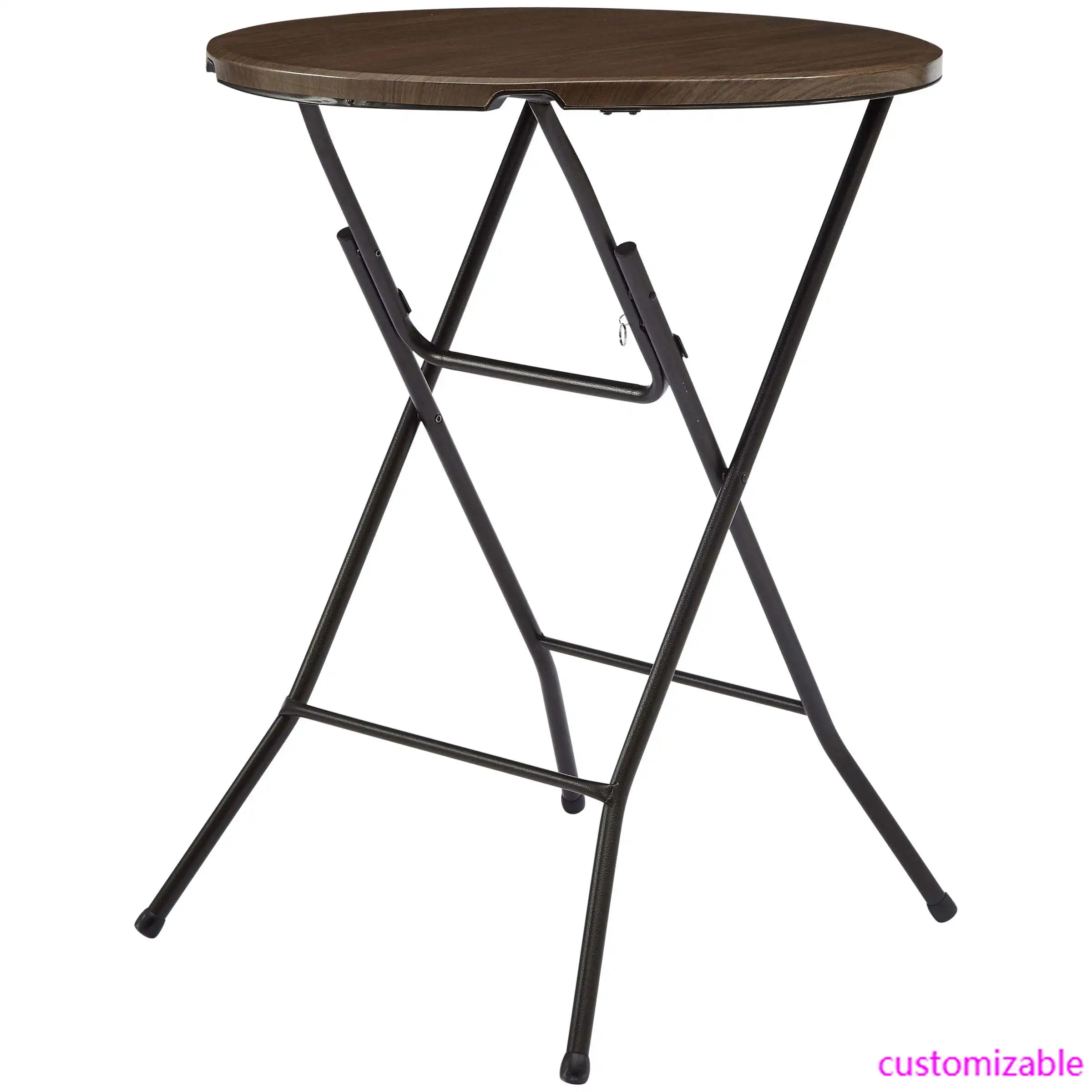 Steunpilaren 31 "Ronde Hoge Vouwtafel, Walnoot