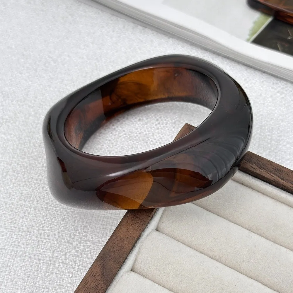 فريدة من نوعها البوهيمي الاكريليك الإسورة Y2K هندسية غير النظامية واسعة سوار لطخة مجوهرات اكسسوارات الرجعية خاتم اليد هدية #1