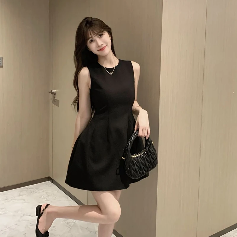 Korea Elegant Vest Dresses Simple Sleeveless Office Ladies Women's Mini Dress