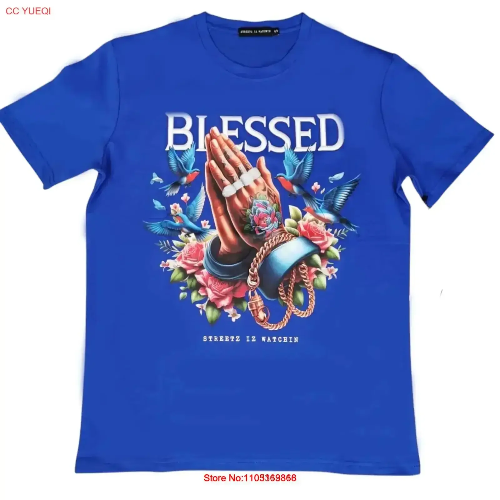 تي شيرت Streetz Iz Watchin للرجال المبارك تي شيرت ملكي عتيق مغسول ملابس الشارع الشهير قليلاً للارتداء اليومي متعدد الاستخدامات ناعم