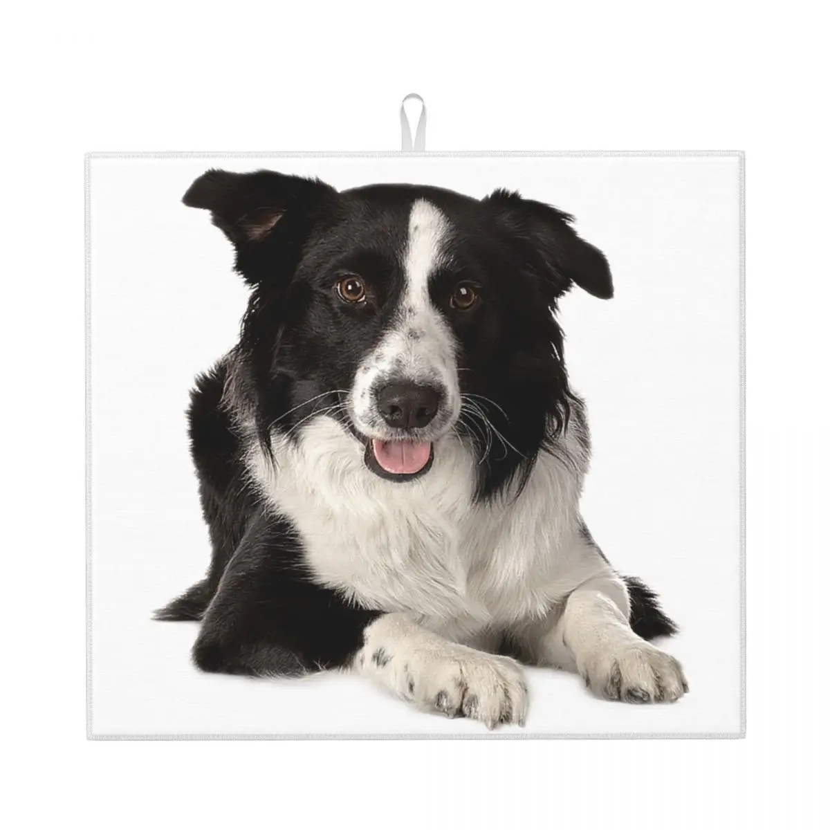 Border Collie Dish Drying Pad Custom Absorbent Pet Dog Gift Microfiber Quick Dry Drainer Mats