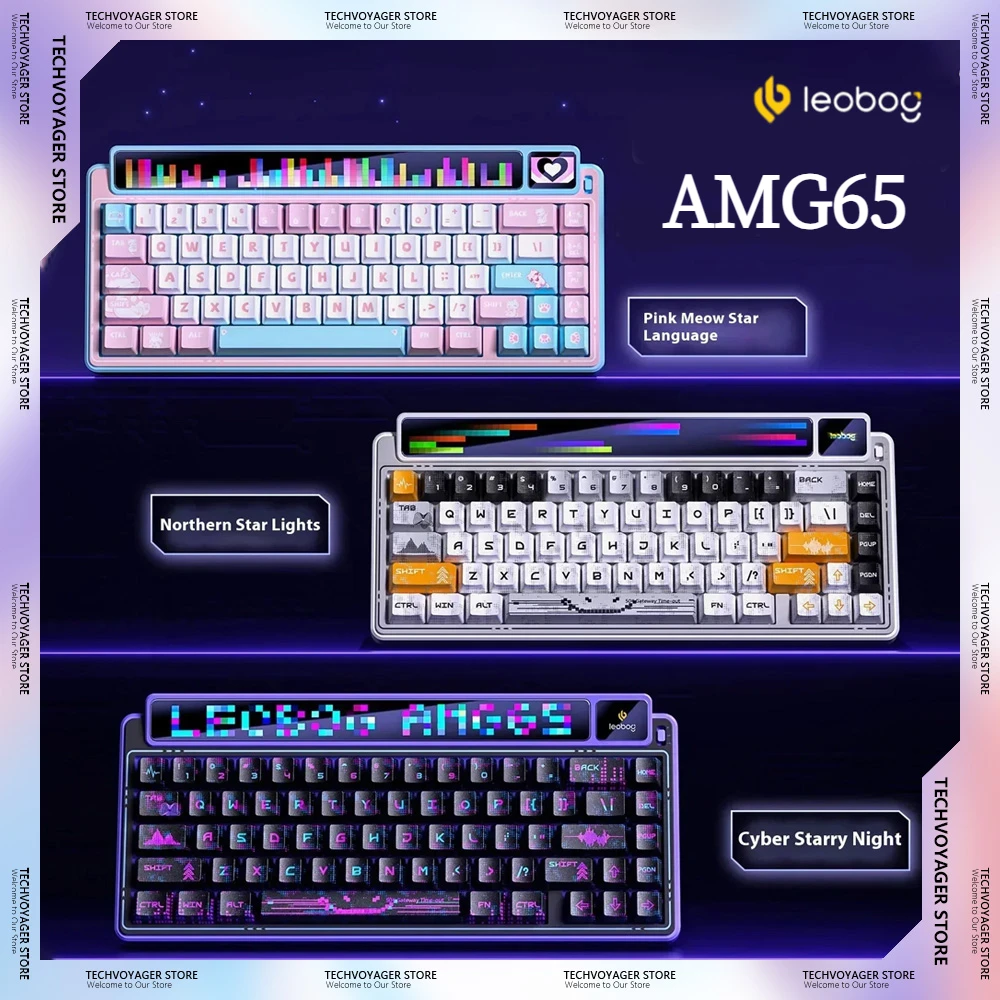 LEOBOG AMG65 Mechanical Keyboards RGB Hot Swap TFT LED Screen Wireless Tri Mode Custom Gaming Keyboard PC E-Sports Accessories