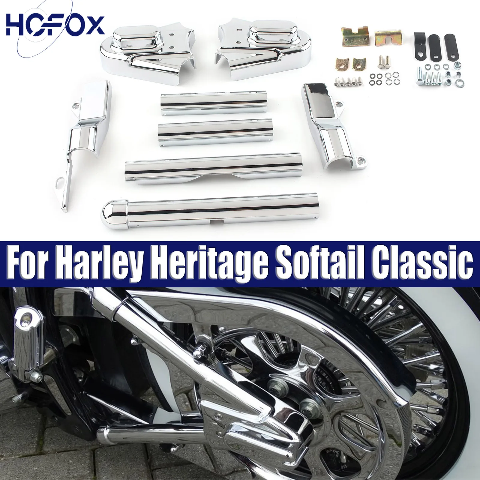 

For Harley Heritage Softail Classic 2000-2007 Chrome Swingarm Tube w/ Phantom Axle Covers