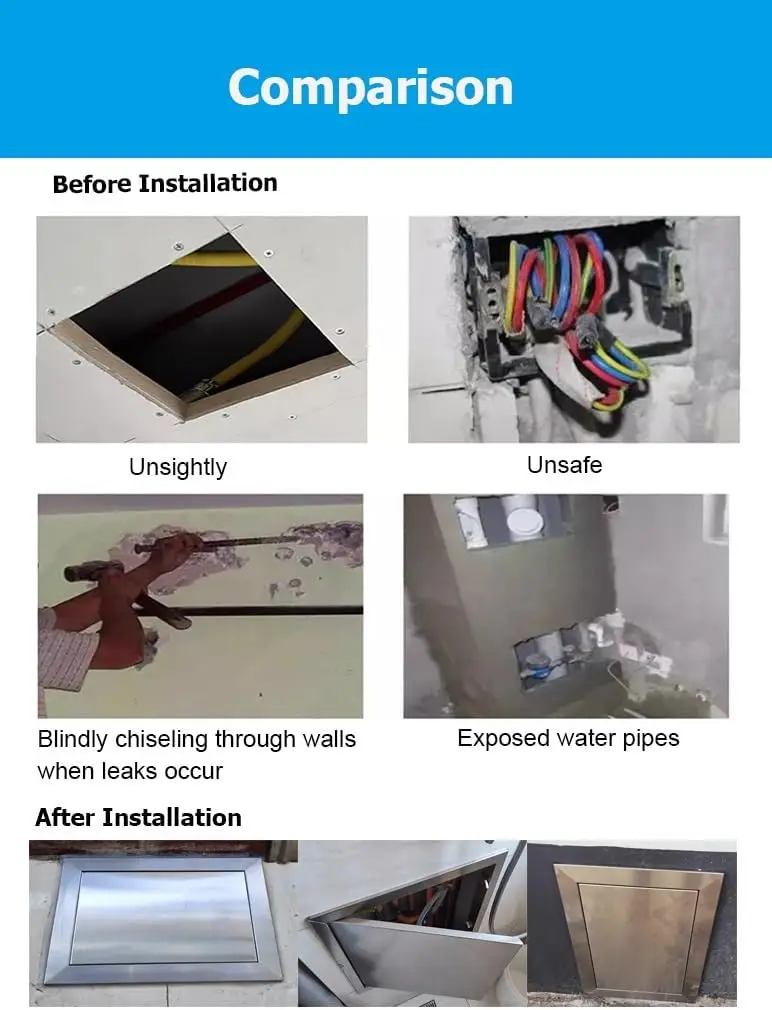 1Pc 304 Stainless Steel Square Universal Drywall Access Door With Push To Open Inspection Panel
