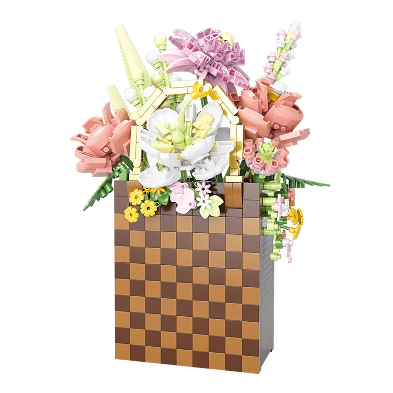 Flower Bouquet Mini Building Blocks for Adults Gifts Kids Novelty Toy Creative Mini Block Bricks Figures Toy For Children Girls