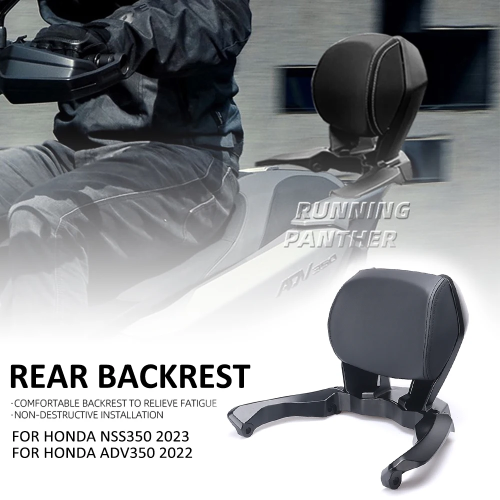 

Motorcycle Black Rear Passenger Seat Tailstock Backrest Back Rest Cushion Pad For Honda NSS350 NSS 350 2023 ADV350 ADV 350 2022