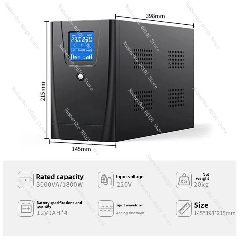 2Kva Lcd Display Backup Ups 2000Va 1200W Offline Ups Uninterruptible Power Bank Supplies for Desktop Laptop Computer