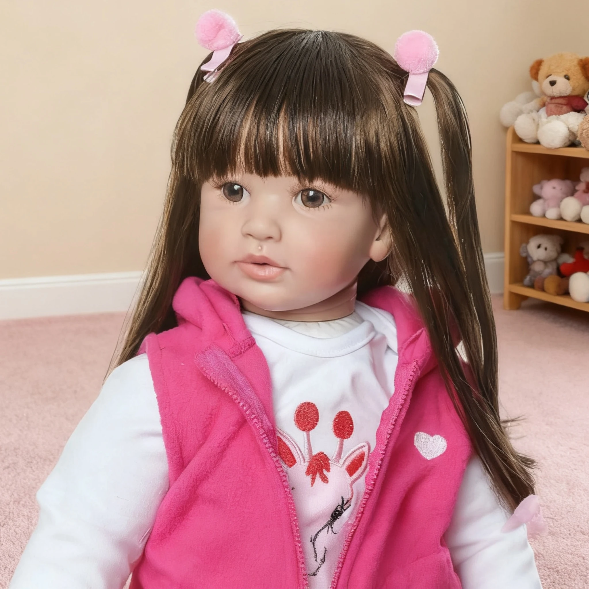 ตุ๊กตาเด็กเกิดใหม่ขนาด 24 นิ้ว น่ารักเหมือนจริง ตัวทำจากผ้าเนื้อนุ่ม ขนาดใหญ่ พร้อมวิกผม ของเล่นสำหรับเด็ก - รวมเสื้อผ้าและตุ๊กตาขนนุ่ม