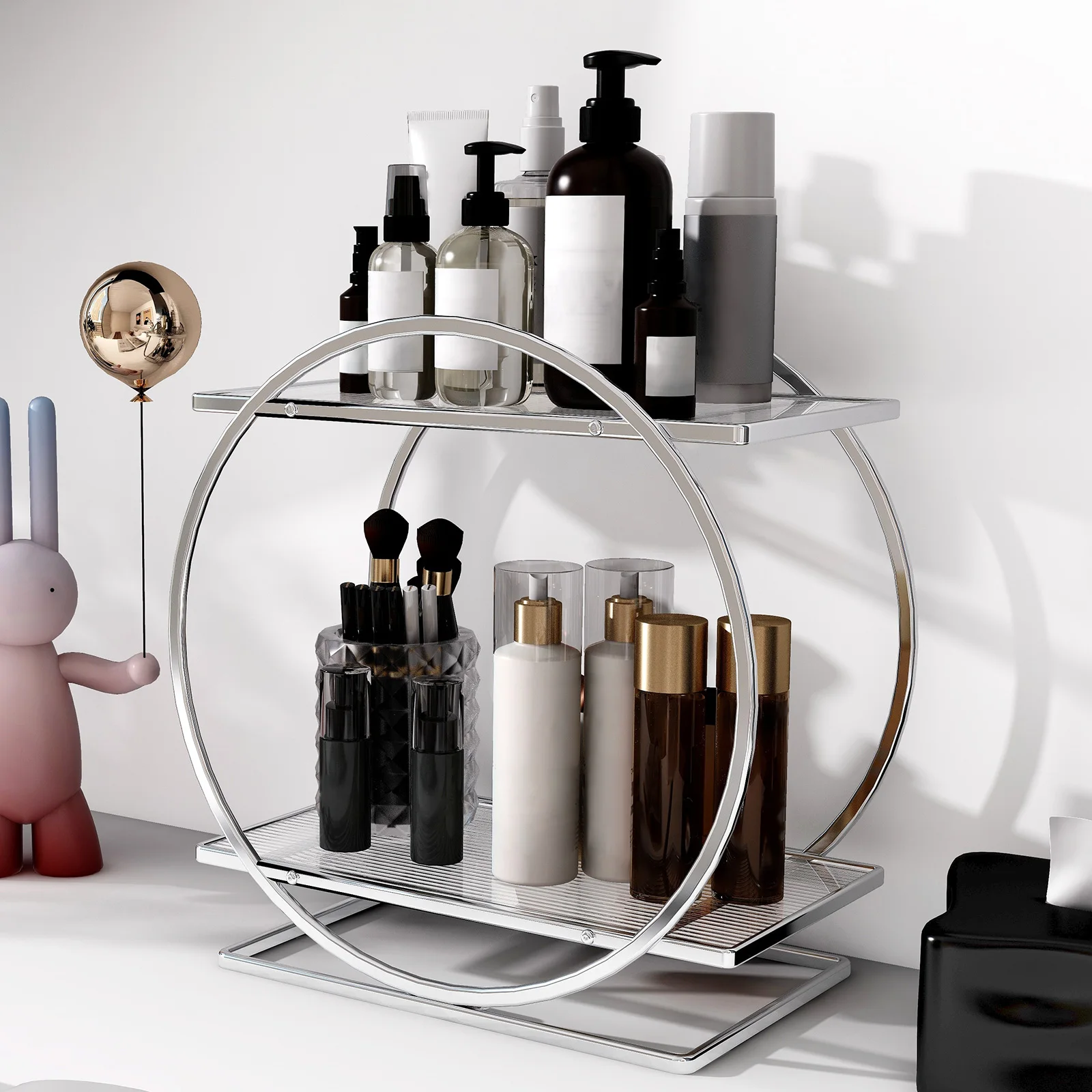 cosmetics storage rack,Dressing table storage tray,Suitable for storing skin care products, perfume, lipstick, bathroom supplies