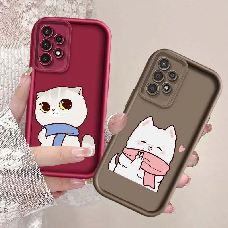 Cute Anime Design Cat Cover For Samsung Galaxy A56 A16 A55 A35 A25 A73 A71 5G 5G 4G Eye Ladder Phone Case