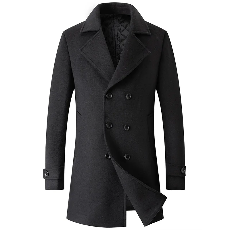 

Men Double-breasted Wool Blends Cashmere Long Trench Coats Covercoats Winter Jackets Male Business Casual Trench Winter Coats